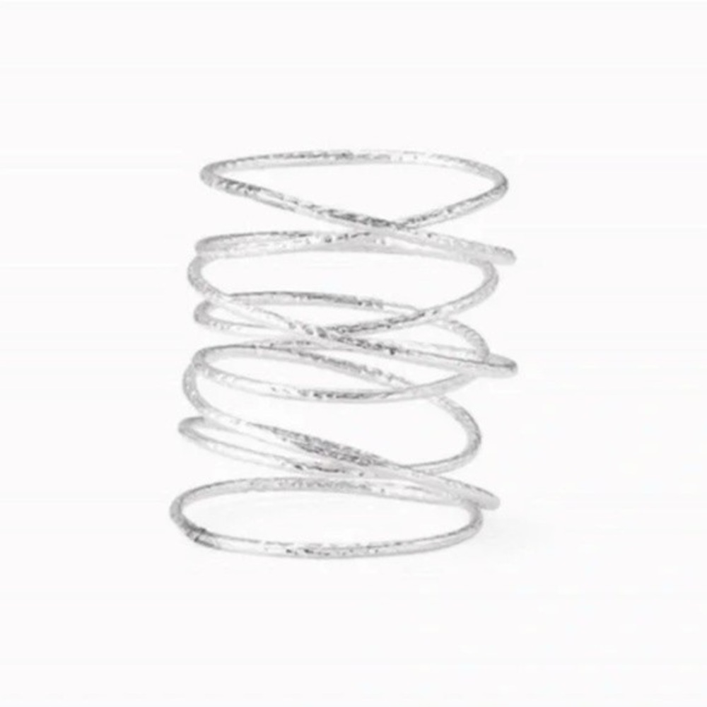 Stella & Dot Gwen Wrap Ring - Silver size 6 BNIB